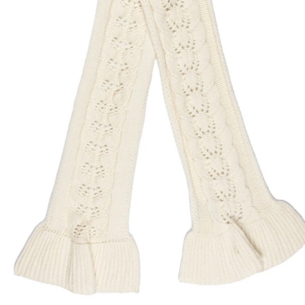Badgley Mischka WOOL Blend Scarf Hourglass Cable Knit Metallic Ivory White NEW !